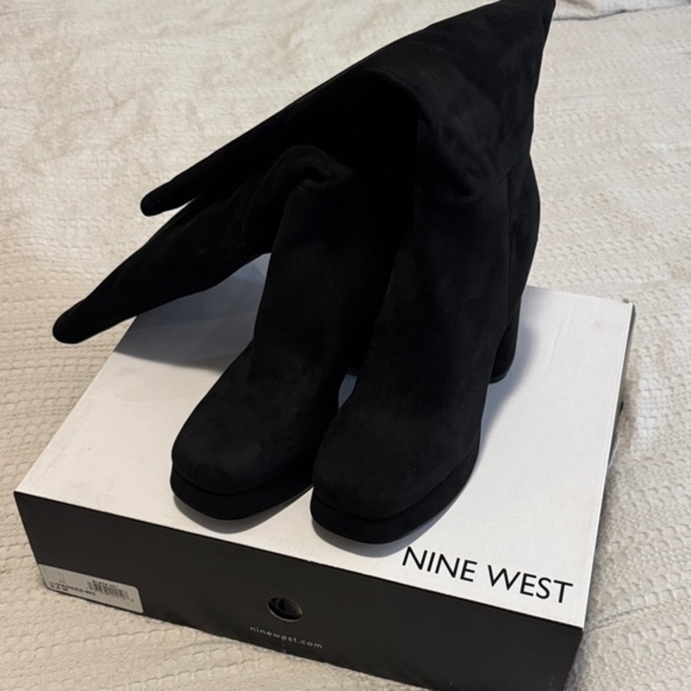 🆕 Nine West Knee High Suede Black Boots. 9.5 M-WC. Brand New w Box!!💥